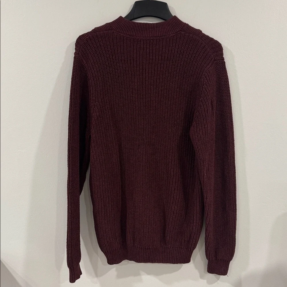 Eddie Bauer Men's Burgundy heavy knit 100% cotton Sweater